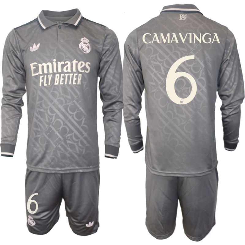 Men 2024-2025 Club Real Madrid away Long Sleeves Grey #6 Soccer Jersey